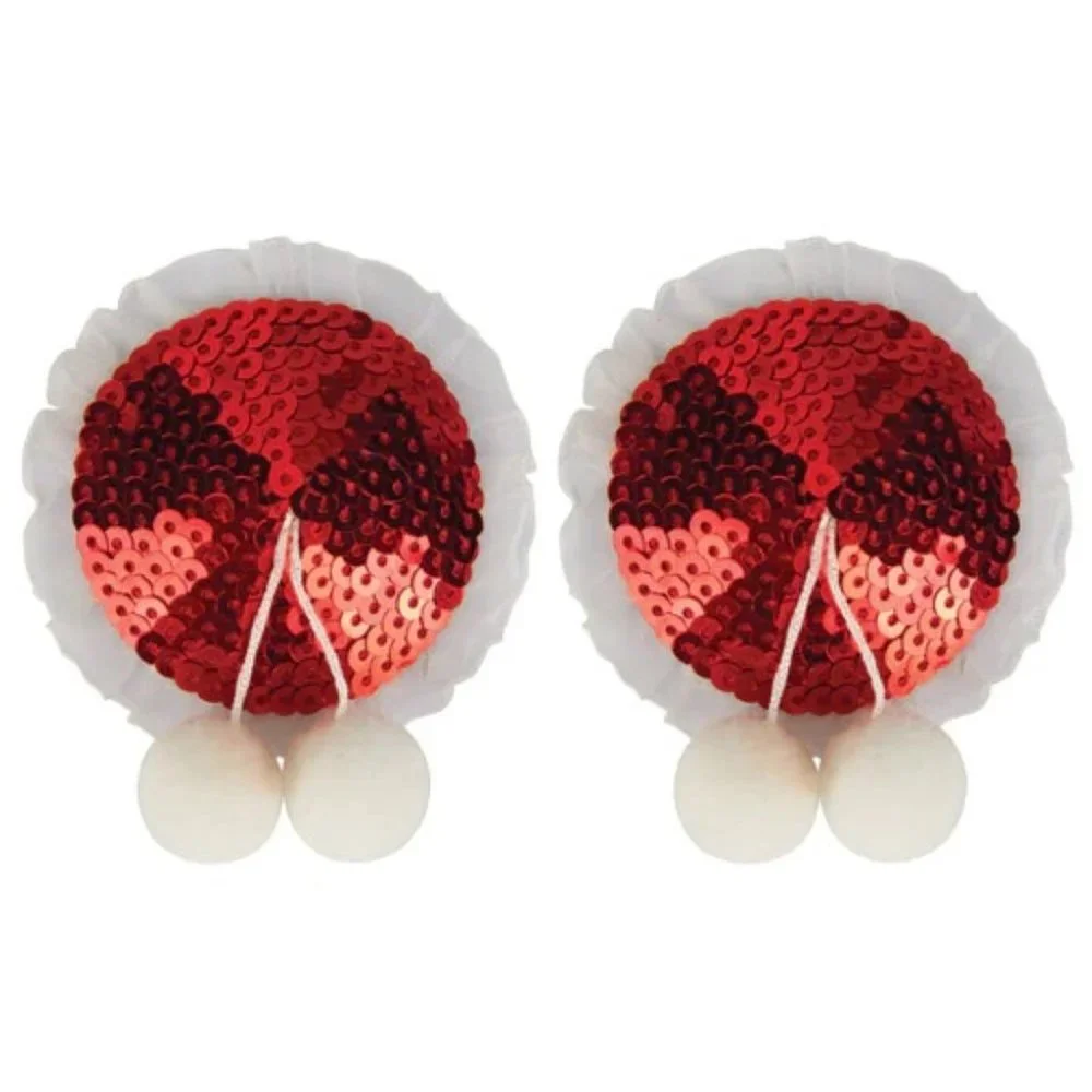 Peekaboos Premium White Balls Red Sequins Pasties Pair - Picture 1 of 2